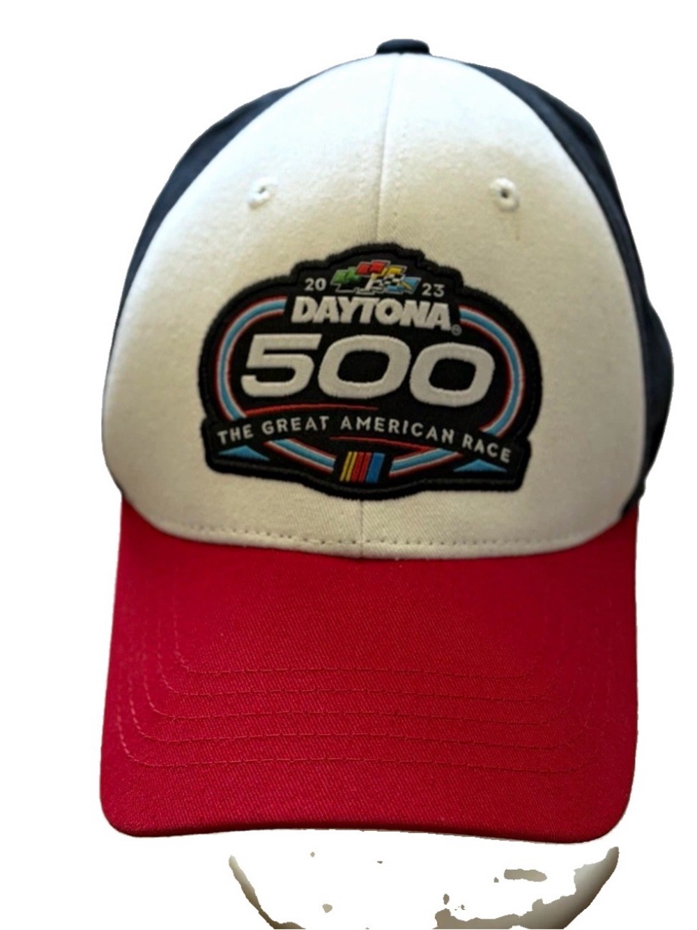 Nascar Daytona 500 White Black Red Patch Baseball Cap